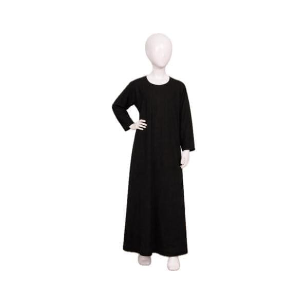 girls black signature abaya (1) Girls Plain Signature Abaya - 32-42 - Image 1